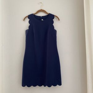 J Crew navy scallop edge shift dress size 00